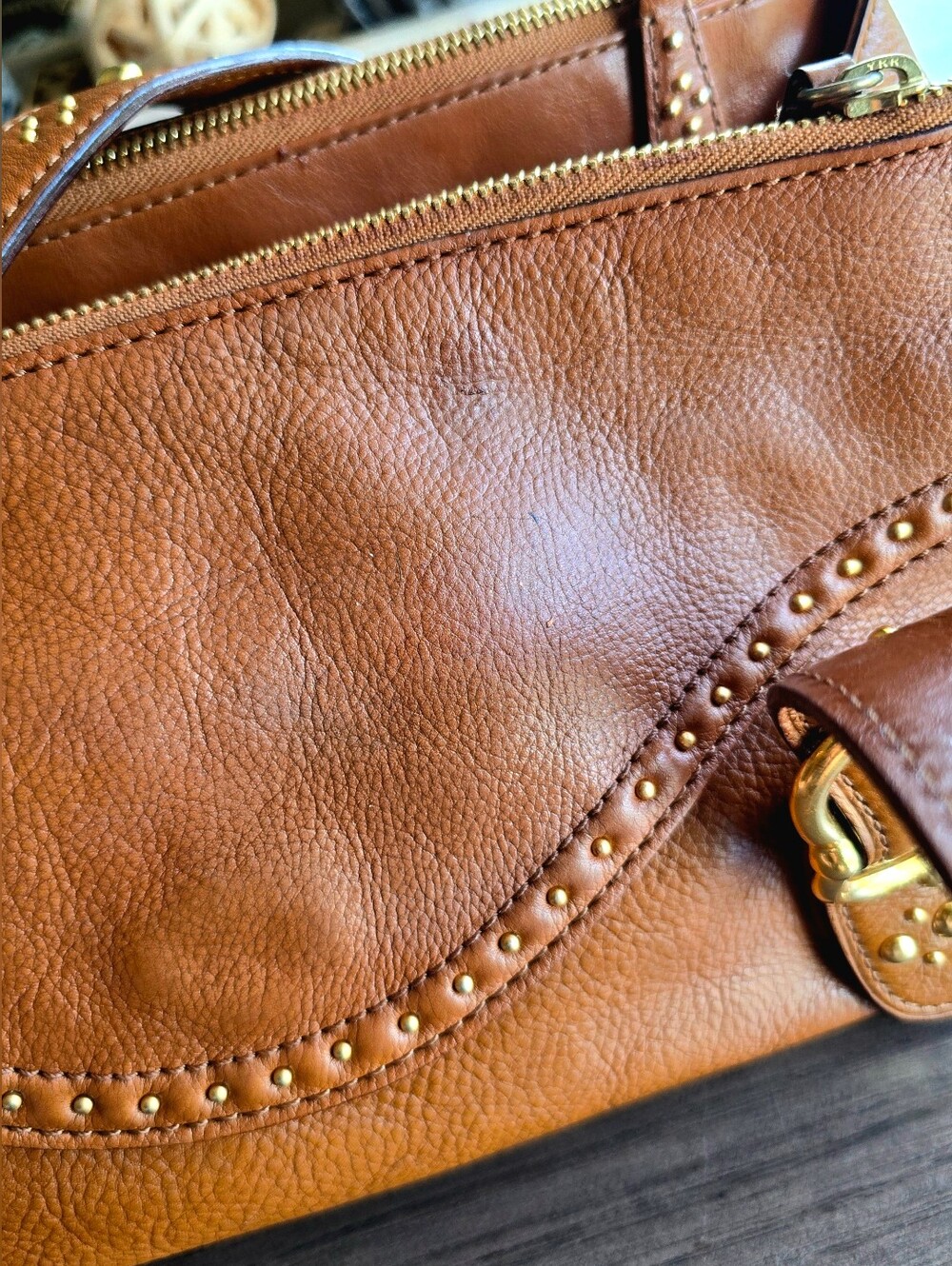 Michael Kors Y2K Vintage Tan Leather Studded Satchel Bag Rare - Picture 9 of 16